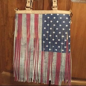 American flag fringe purse